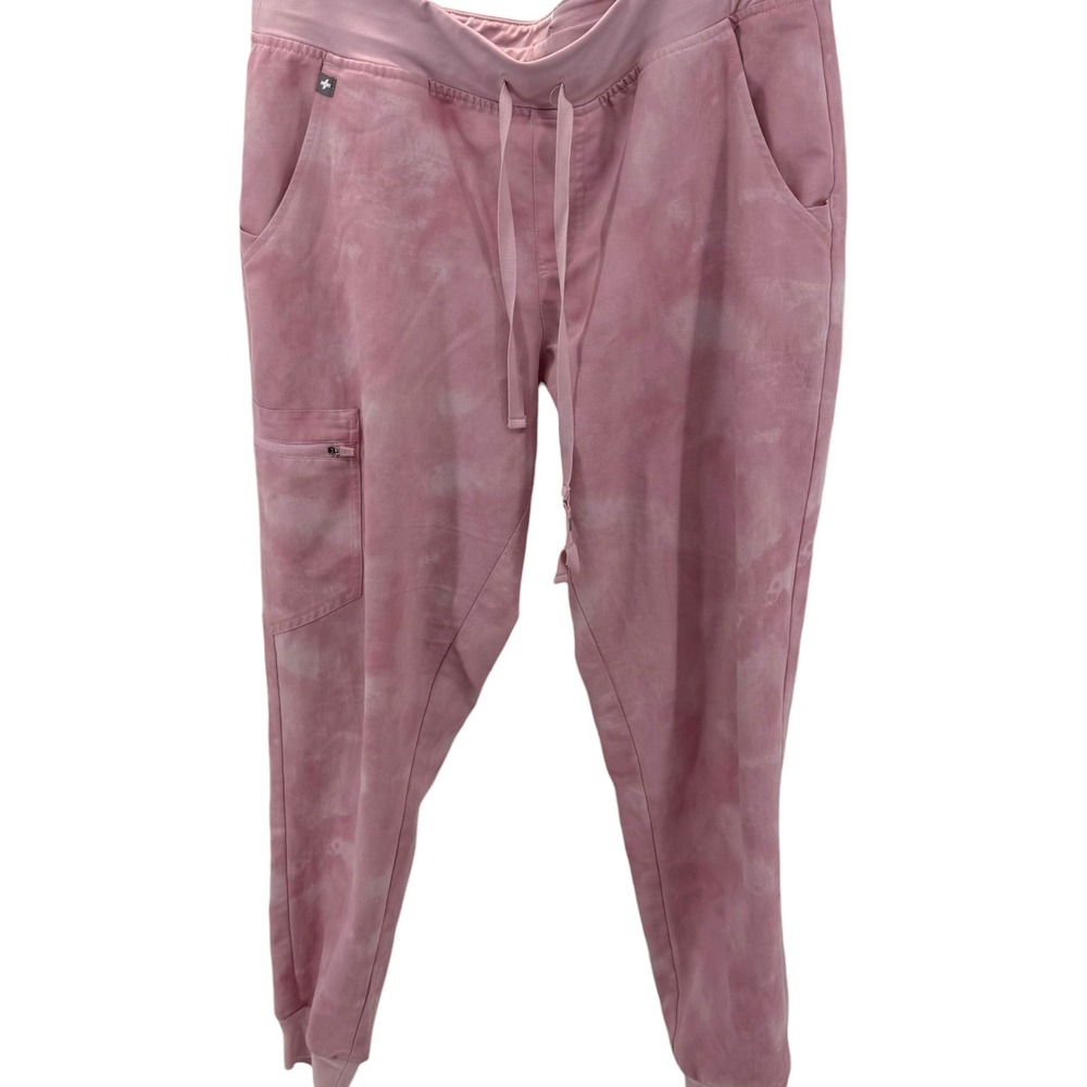 FIGS Zamora Jogger Scrub Pants Womens Large Pink Tie Dye Cloud Wash W18SW2005